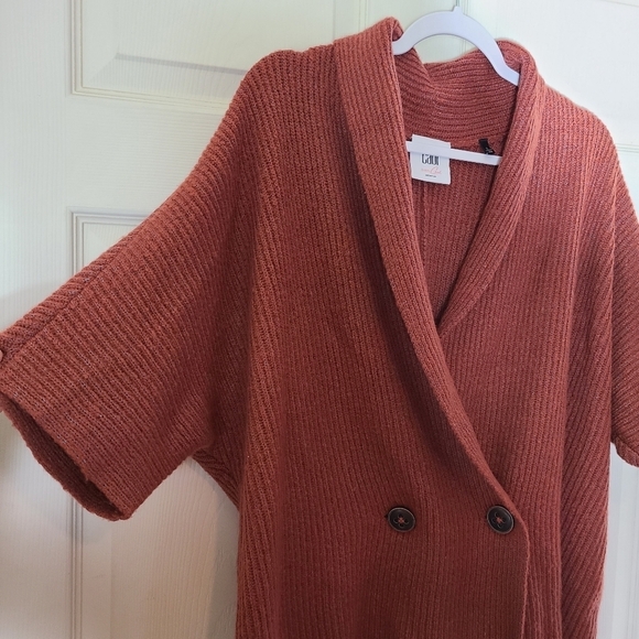 Cabi oversized ribbed knit kimono sleeve cardigan sweater Size Small Orange - Picture 3 of 7